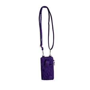 HKWP Purple Quilted Phone Wallet Crossbody Bag RFID Slots Detachable Strap